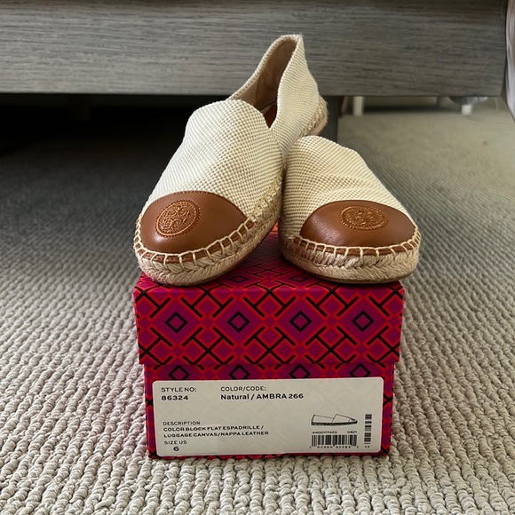Tory Burch Shoes - Tory Burch Color Block Flat Espadrille in Natural - Size 6